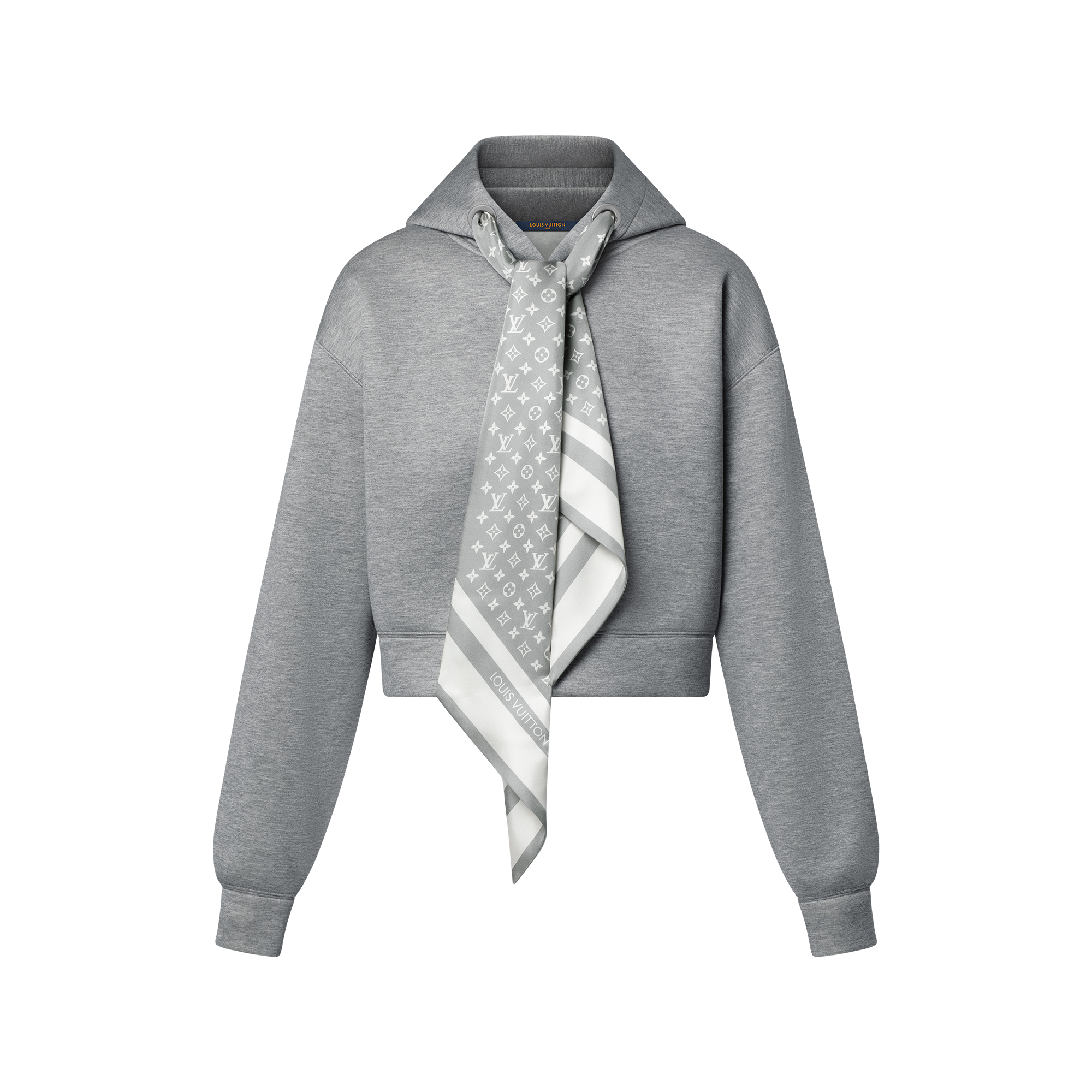 LOUIS VUITTON グレー カーディガン フード付き Cropped Monogram Scarf Hoodie - Ready-to-Wear | LOUIS VUITTON